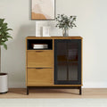 Sideboard with Glass Door 31.5x15.7x31.5 Solid Wood Pine - 31.5 x 15.7 x 31.5