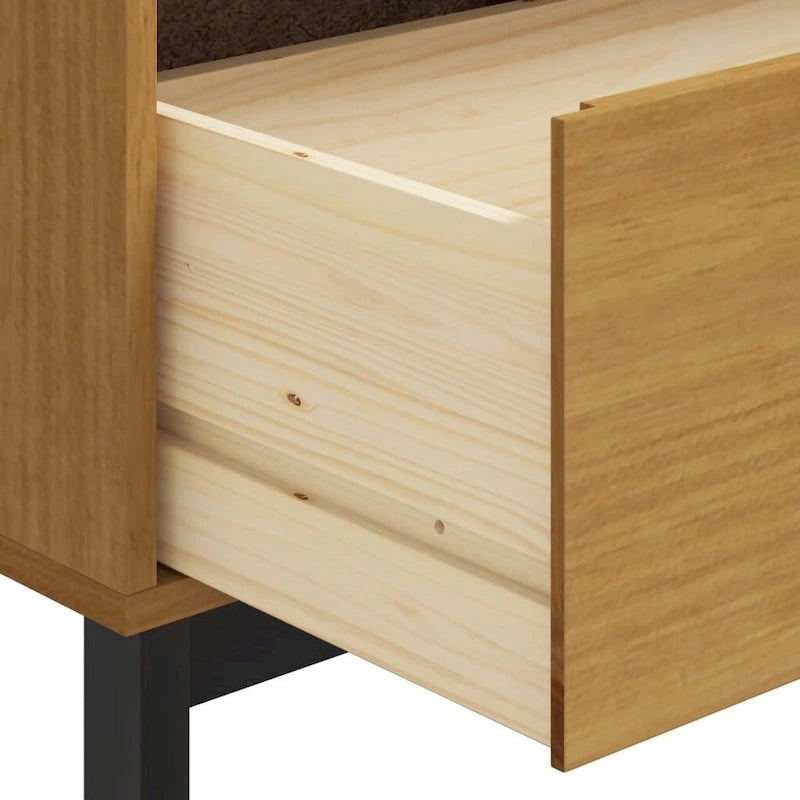 Sideboard with Glass Door 31.5x15.7x31.5 Solid Wood Pine - 31.5 x 15.7 x 31.5