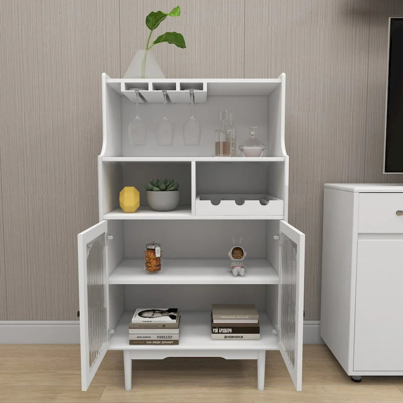 Living Room Wine Cabinet with Removable Wine Rack and Wine Glass Rack - 27.56L * 15.75W * 50.39H