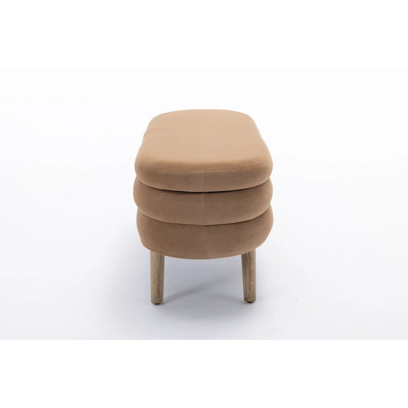 Velvet Fabric Storage Bench Bedroom Bench With Wood Legs For Living Room Bedroom Indoor