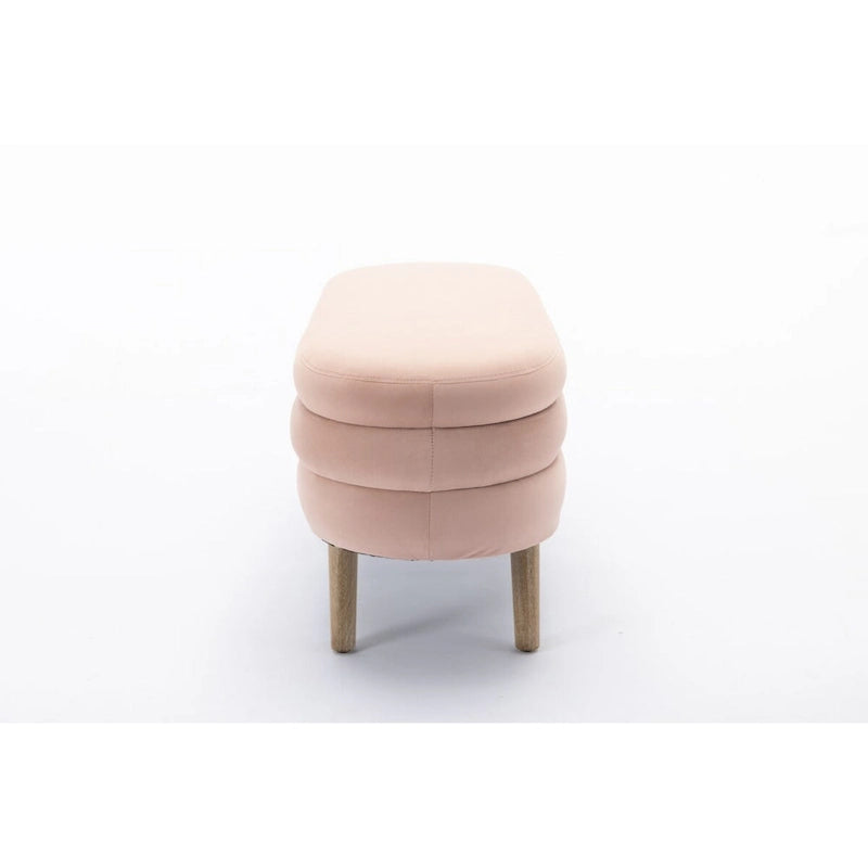 Velvet Fabric Storage Bench Bedroom Bench With Wood Legs For Living Room Bedroom Indoor