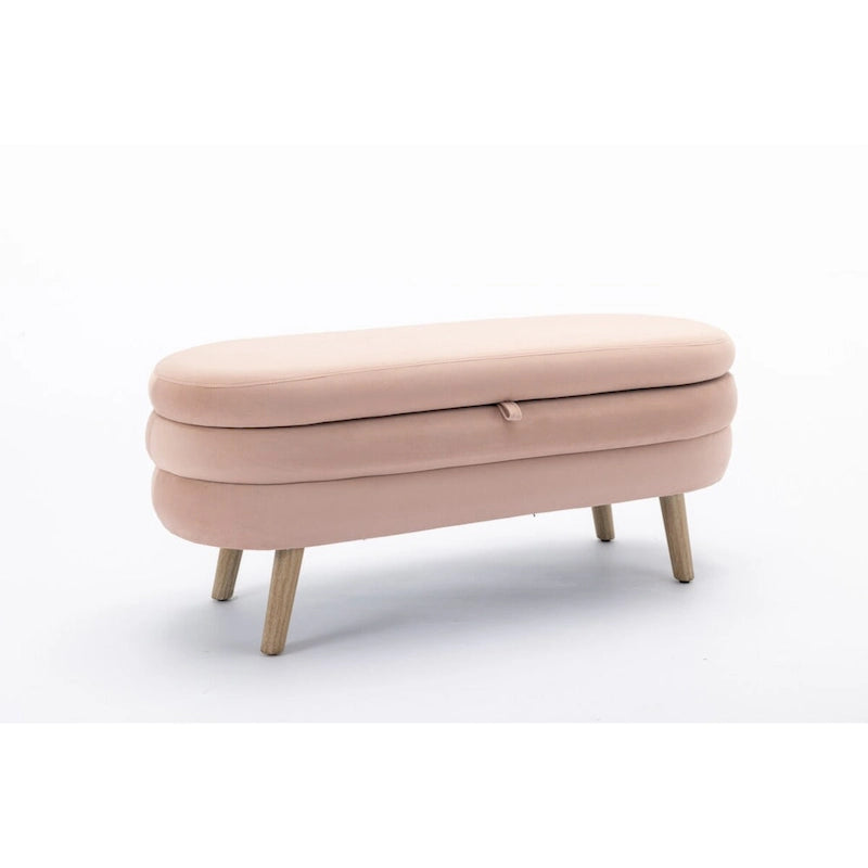 Velvet Fabric Storage Bench Bedroom Bench With Wood Legs For Living Room Bedroom Indoor