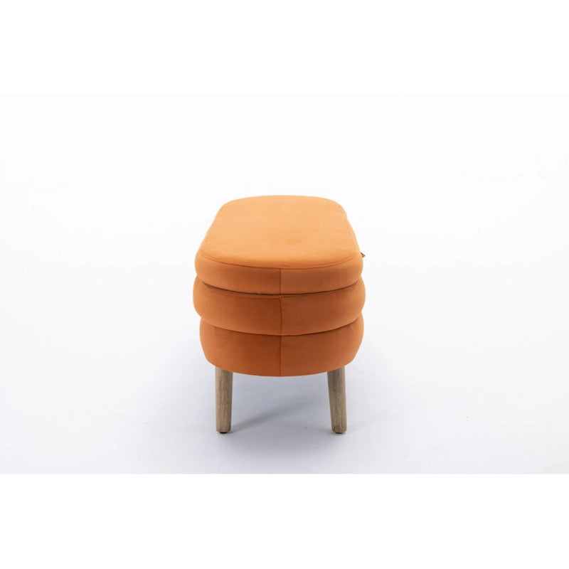 Velvet Fabric Storage Bench Bedroom Bench With Wood Legs For Living Room Bedroom Indoor