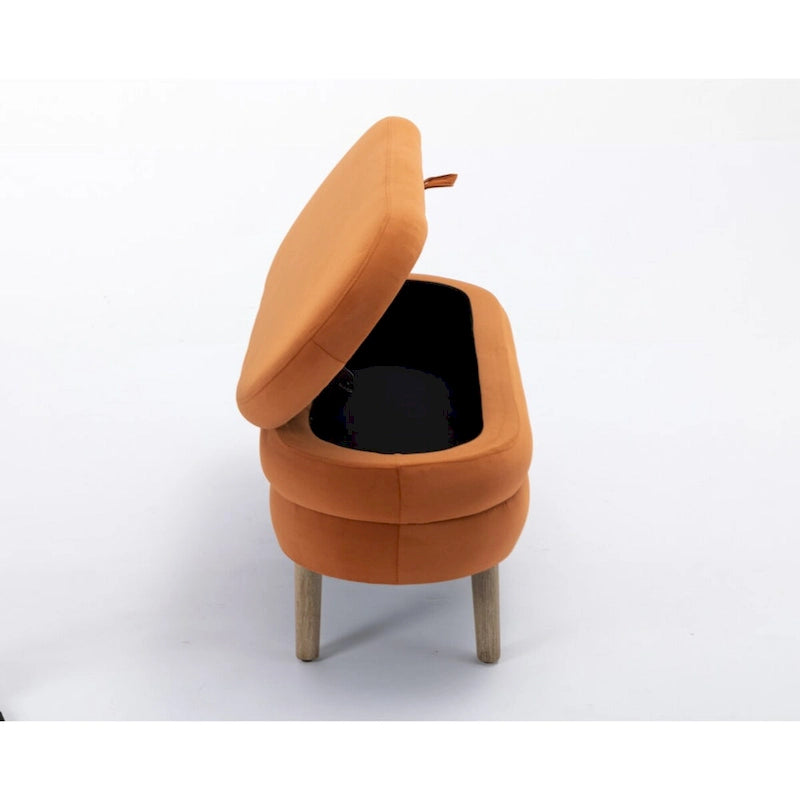 Velvet Fabric Storage Bench Bedroom Bench With Wood Legs For Living Room Bedroom Indoor