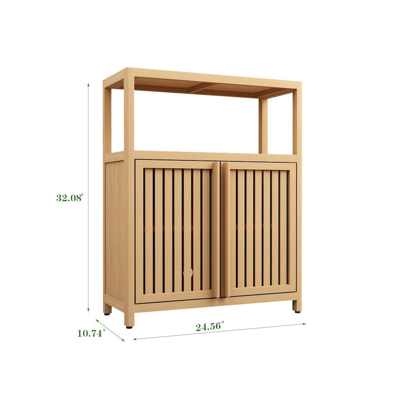 Large Capacity Bamboo Storage Cabinet Furniture for Bathroom Living Room with Shelves