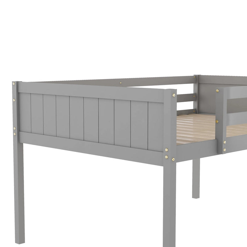 Lit mezzanine bas en bois avec échelle convertible