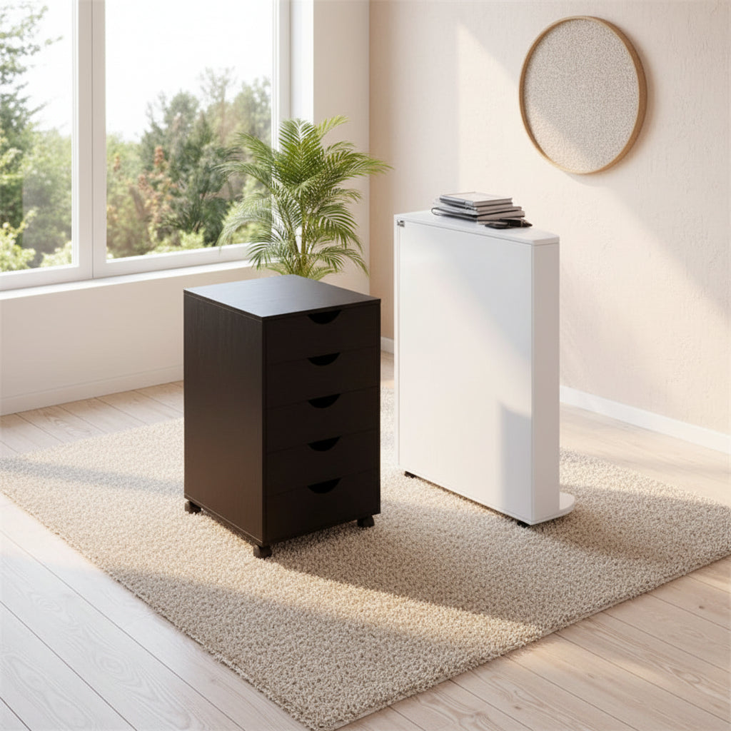 5 Drawer File Cabinet Storage Organizer Filing Cabinet with Wheels