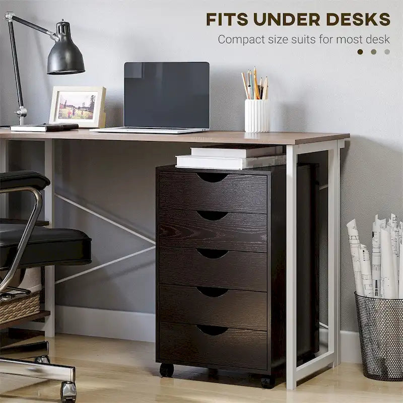 5 Drawer File Cabinet Storage Organizer Filing Cabinet with Wheels