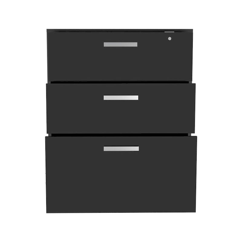 3 Drawers Storage Cabinet with Casters , Black Wengue Finish,High quality and durable
