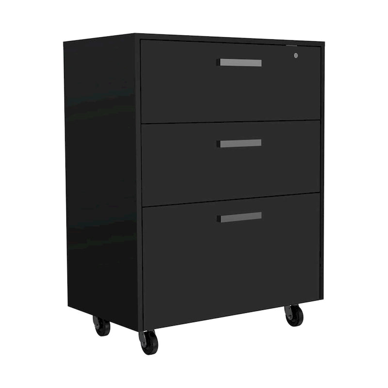 3 Drawers Storage Cabinet with Casters , Black Wengue Finish,High quality and durable