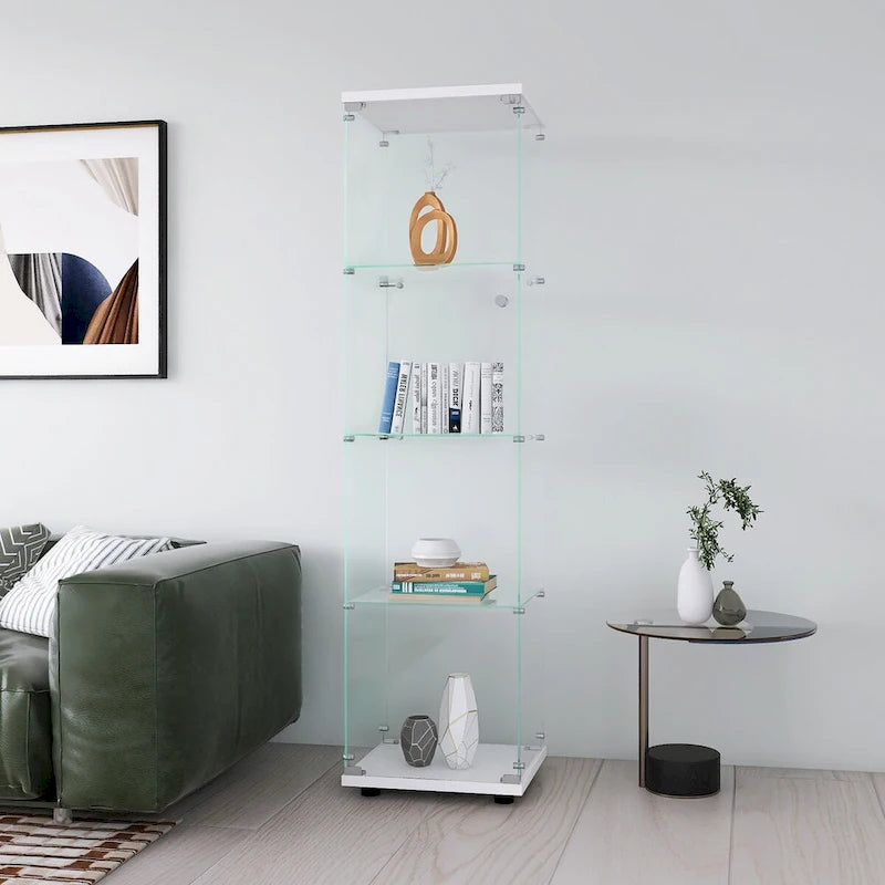 Glass Display Cabinet 4 Shelves with Door