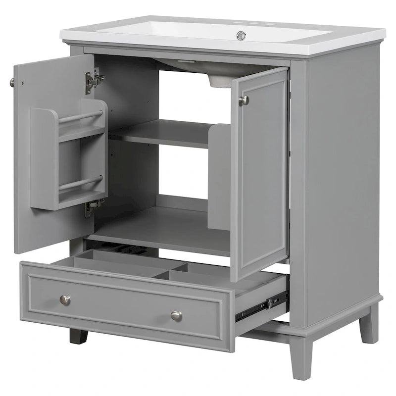 Bathroom Cabinet with Doors and Drawer