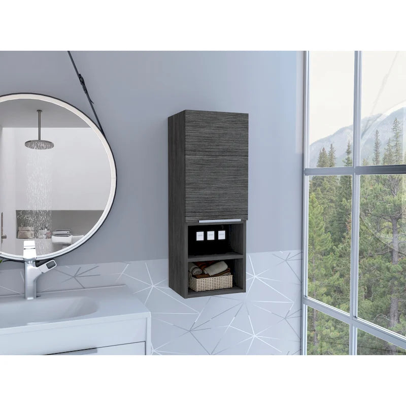 Bathroom Cabinet, Two Interior Shelves, Two External Shelves, Single Door Cabinet